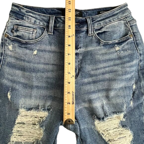 Judy Blue Womens Medium Wash High Rise Destroyed Knee Straight Fit Jeans 9/29 - Picture 5 of 9